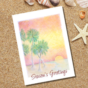Christmas Beach Tropical Palm Trees  Holiday Card