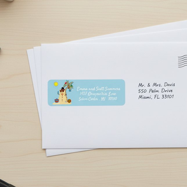 Christmas Beach Tropical Snowman Address (Creator Uploaded)