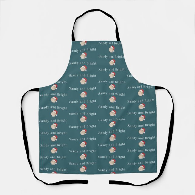 Christmas Beach Vacation Sandy and Bright Seashell Apron (Front)