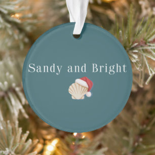 Christmas Beach Vacation Sandy and Bright Seashell Ornament
