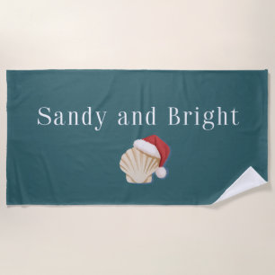 Christmas Beach Vacation Sandy and Bright Seashell Towel