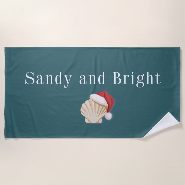 Christmas Beach Vacation Sandy and Bright Seashell Towel (Front)