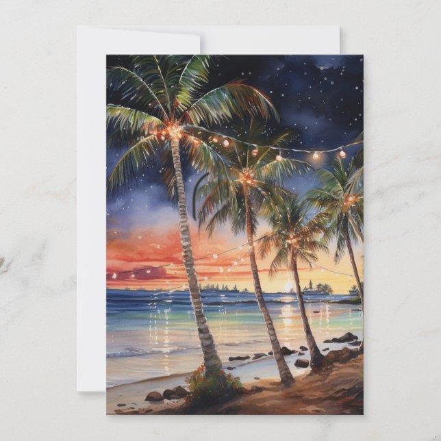 Christmas Beach Watercolor Holiday Card (Front)