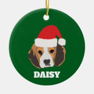 Christmas Beagle Ceramic Tree Decoration