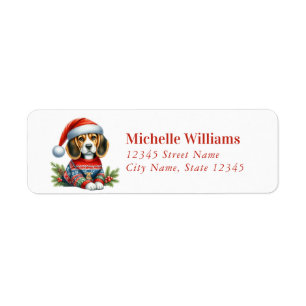 Christmas Beagle Dog Return Address Labels