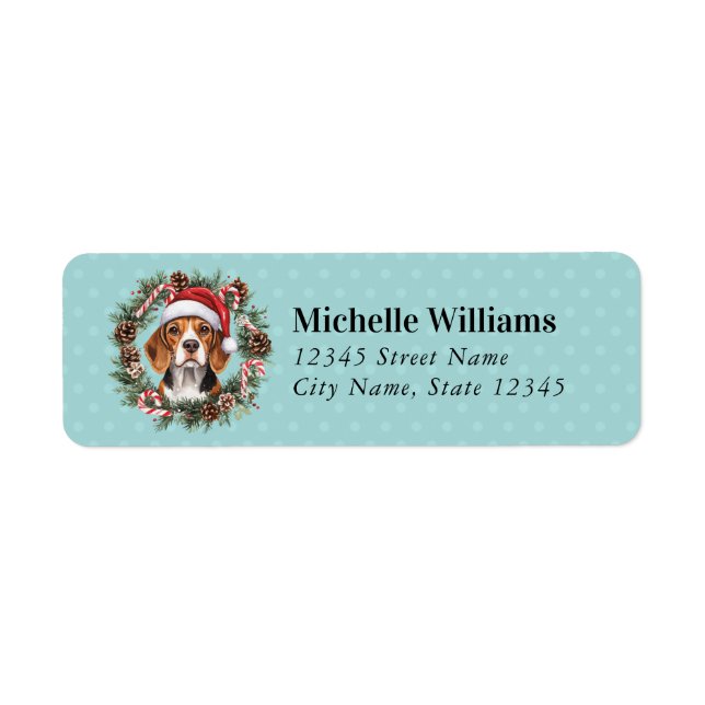 Christmas Beagle Dog Return Address Labels (Front)