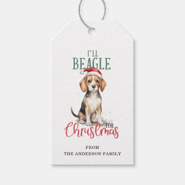 Christmas Beagle Gift Tags (Front)