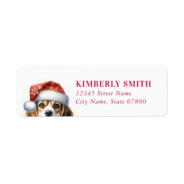 Christmas Beagle Return Address Labels (Front)