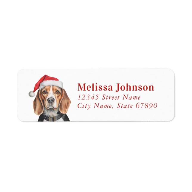 Christmas Beagle Return Address Labels (Front)