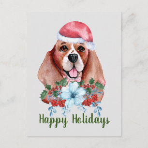 Christmas Beagle Watercolor Customisable Holiday Postcard