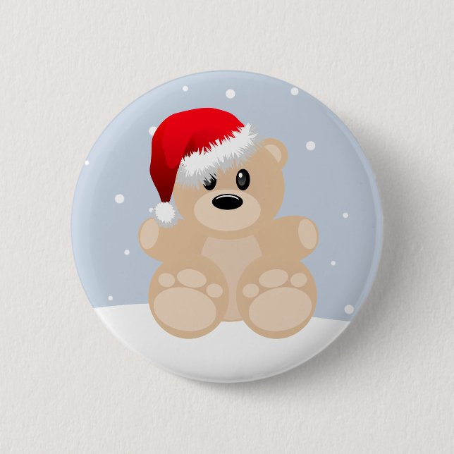 Christmas Bear 6 Cm Round Badge (Front)