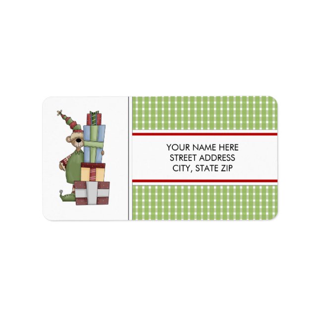 Christmas Bear Address Mailing Labels (Front)
