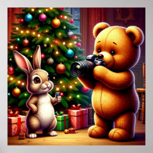 Christmas Bear And Rabbit Wall Decor For Kids