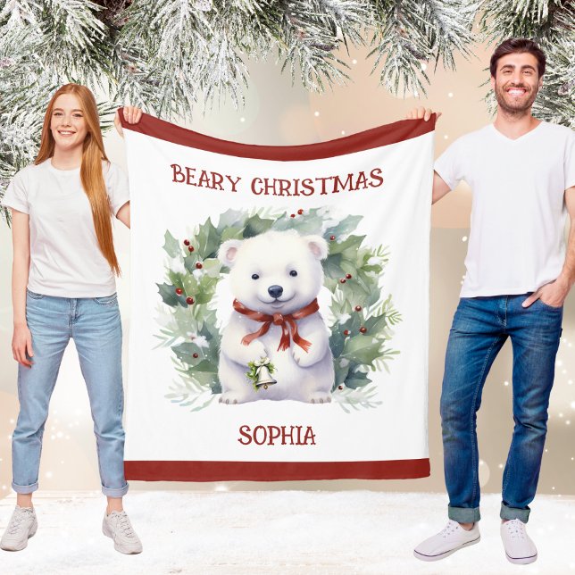 Christmas Bear Blanket for Kids With Name (Christmas Bear Blanket for Kids With Name)