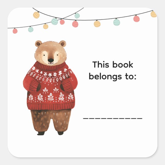 Christmas Bear Book Labels (Front)