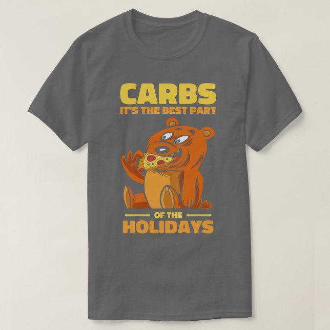 Christmas Bear Carbs Holiday Pizza Fast Food Foodi T-Shirt (Design Front)
