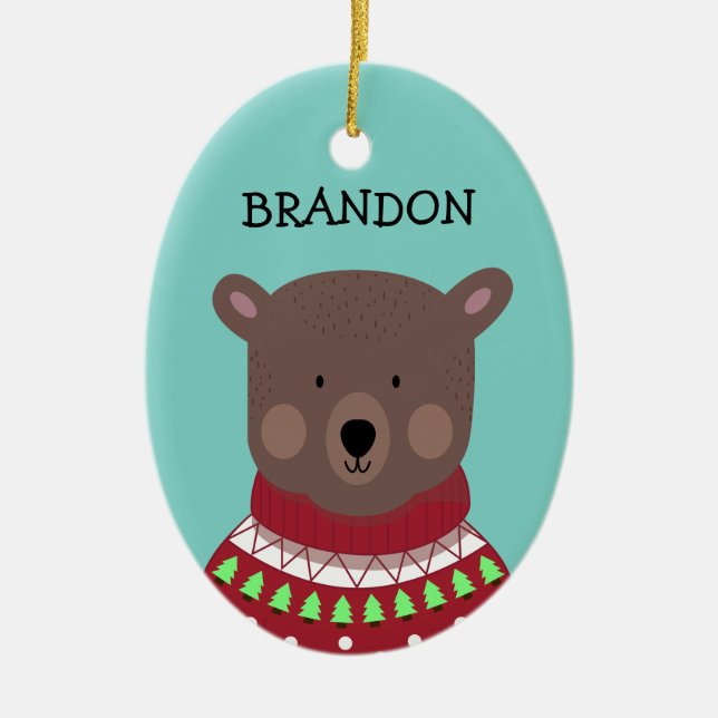 Christmas Bear Ceramic Tree Decoration (Front)