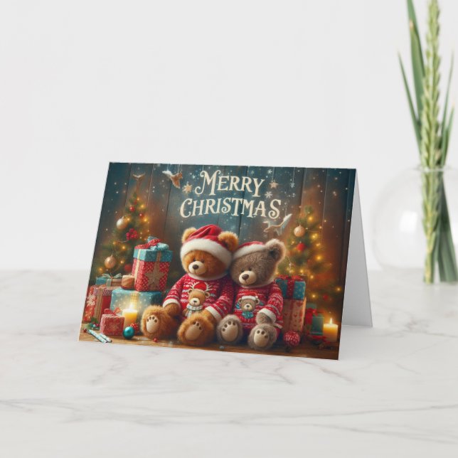 Christmas Bear Christmas greeting cards. Holiday Card (Front)