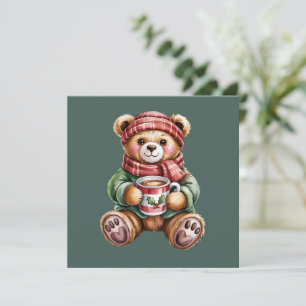 Christmas Bear Cozy Xmas Winter Coffee Holiday Card