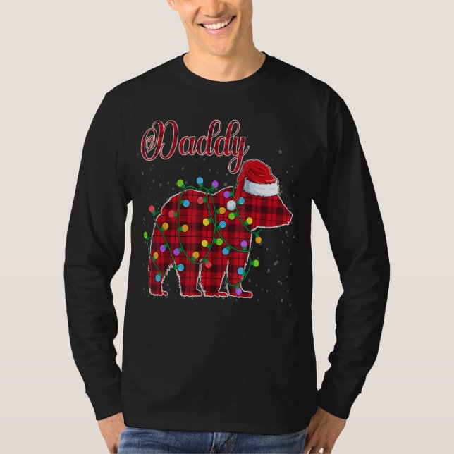 Christmas Bear Daddy Red Plaid Xmas Matching Famil T-Shirt (Front)
