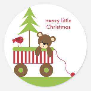 Christmas Bear in Wagon Stickers