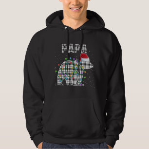 Christmas Bear Papa Black White Plaid Xmas Matchin Hoodie