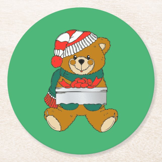 Christmas Bear Paper Coaster (Front)