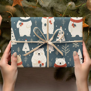 Christmas Bear Pattern Wrapping Paper