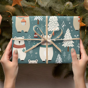 Christmas Bear Pattern Wrapping Paper