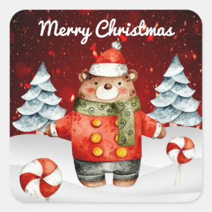Christmas Bear Peppermint Stickers