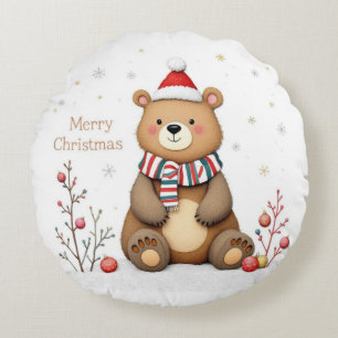 Christmas Bear Round Cushion