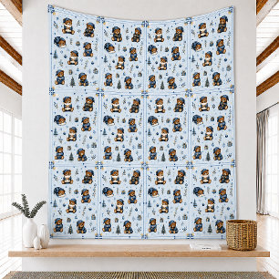 Christmas Bear Seamless  Fleece Blanket