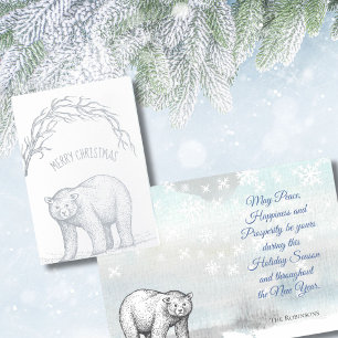 Christmas Bear & Snowflakes Greetings Foil Card