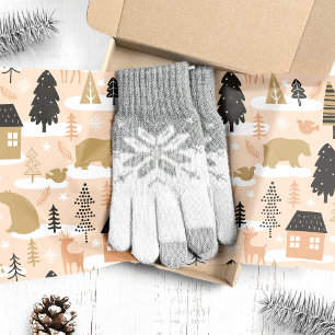 Christmas Bear Village Pink Black Gold Modern Tissue Paper