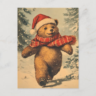 Christmas Bear vintage  Postcard