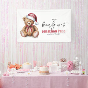 Christmas Bear Watercolor Bearly Wait Baby Shower Banner