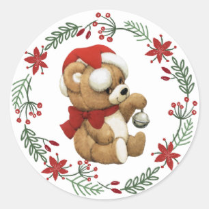 Christmas Bear With Bell Sticker