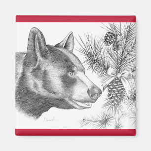 Christmas-Bear-with-red-border Magnet