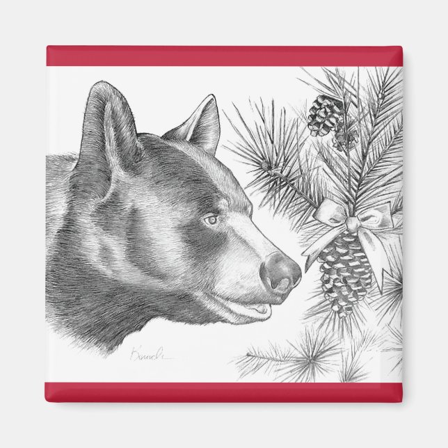 Christmas-Bear-with-red-border Magnet (Front)