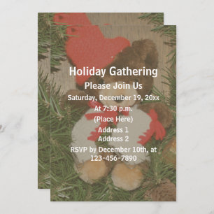 Christmas Bear Wreath Holiday Party Invitation