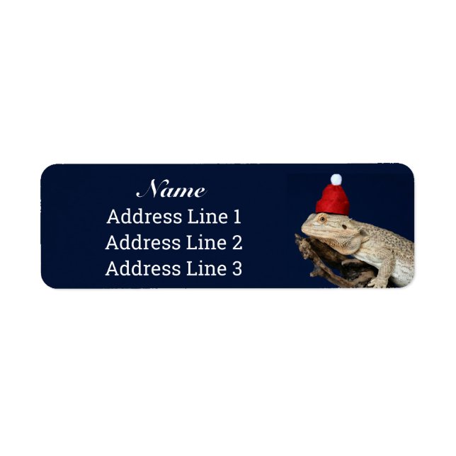 Christmas Bearded Dragon Lizard Return Address (Front)