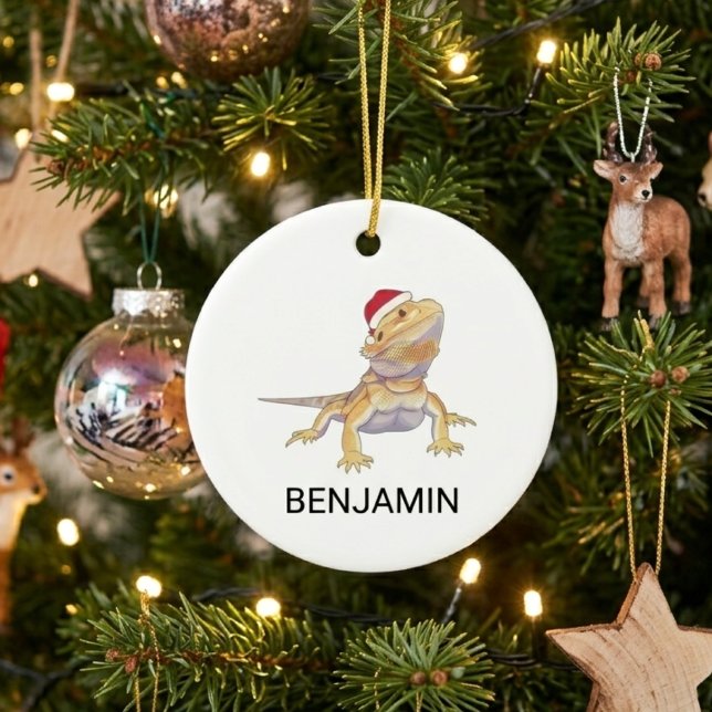 Christmas Bearded Dragon Santa Hat Ceramic Tree Decoration (Creator Uploaded)