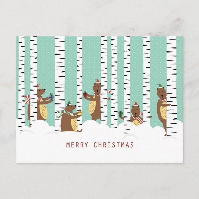Christmas Bears Holiday Postcard (Front)