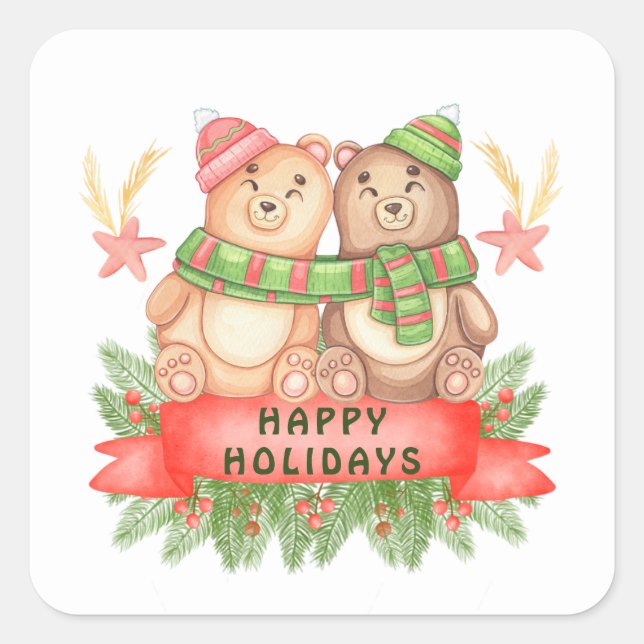 Christmas Bears  Square Sticker (Front)