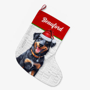 Christmas Beauceron with Dog's Name Large Christmas Stocking