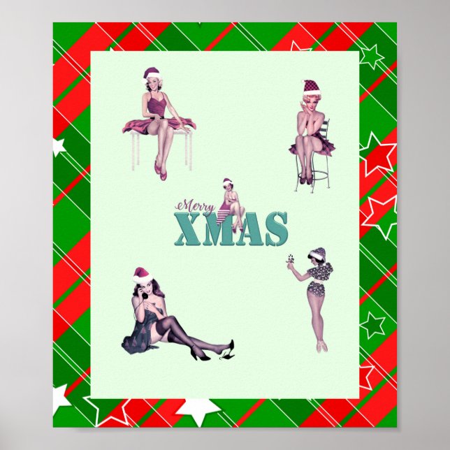 Christmas Beauties, Pin-up girls XMAS art print v2 (Front)
