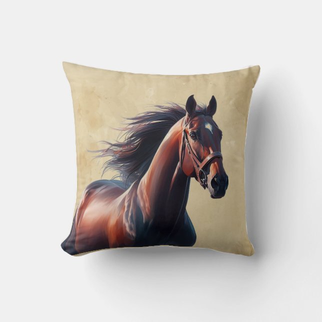 Christmas Beautiful Brown Horse  Cushion (Front)