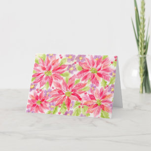 Christmas Beautiful Poinsettias Blank Note Card