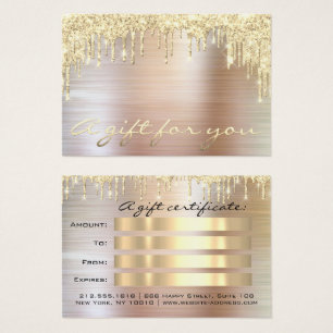 Christmas Beauty Salon Gold Gift Certificate Metal