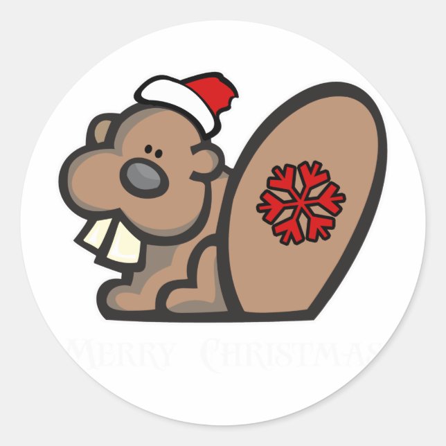 Christmas Beaver Classic Round Sticker (Front)
